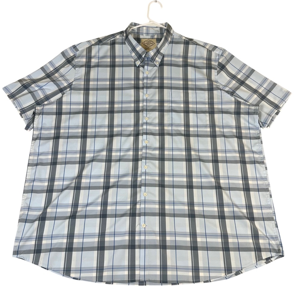 St Johns Bay Mens 3XLT Blue Plaid Short Sleeve Button Down Shirt Classic Fit
